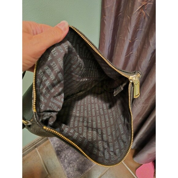 Steve Madden wristlet make-up makeup day bag black clutch logo inside - Picture 3 of 5